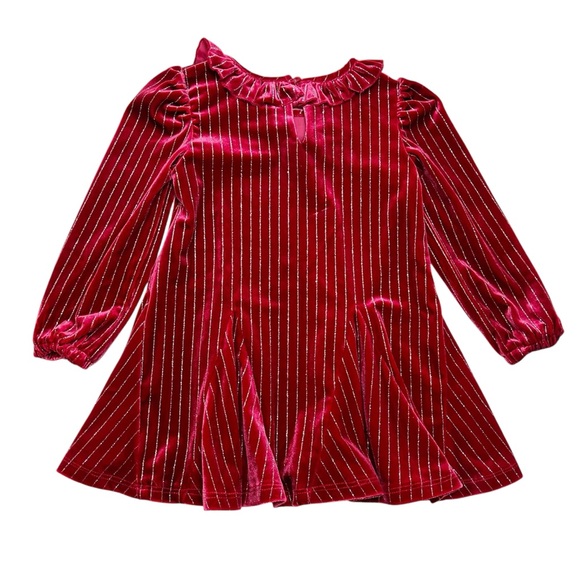 Habitual Red Velvet Metallic Pinstriped Ruffle Tunic (4/5) - Picture 2 of 4
